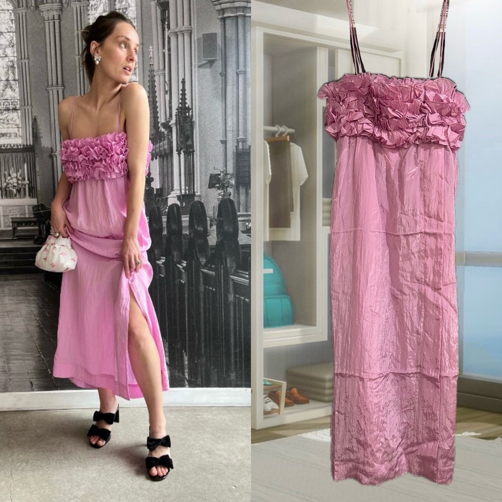 GANNI Tech Strap Midi Dress - Lilac Sachet